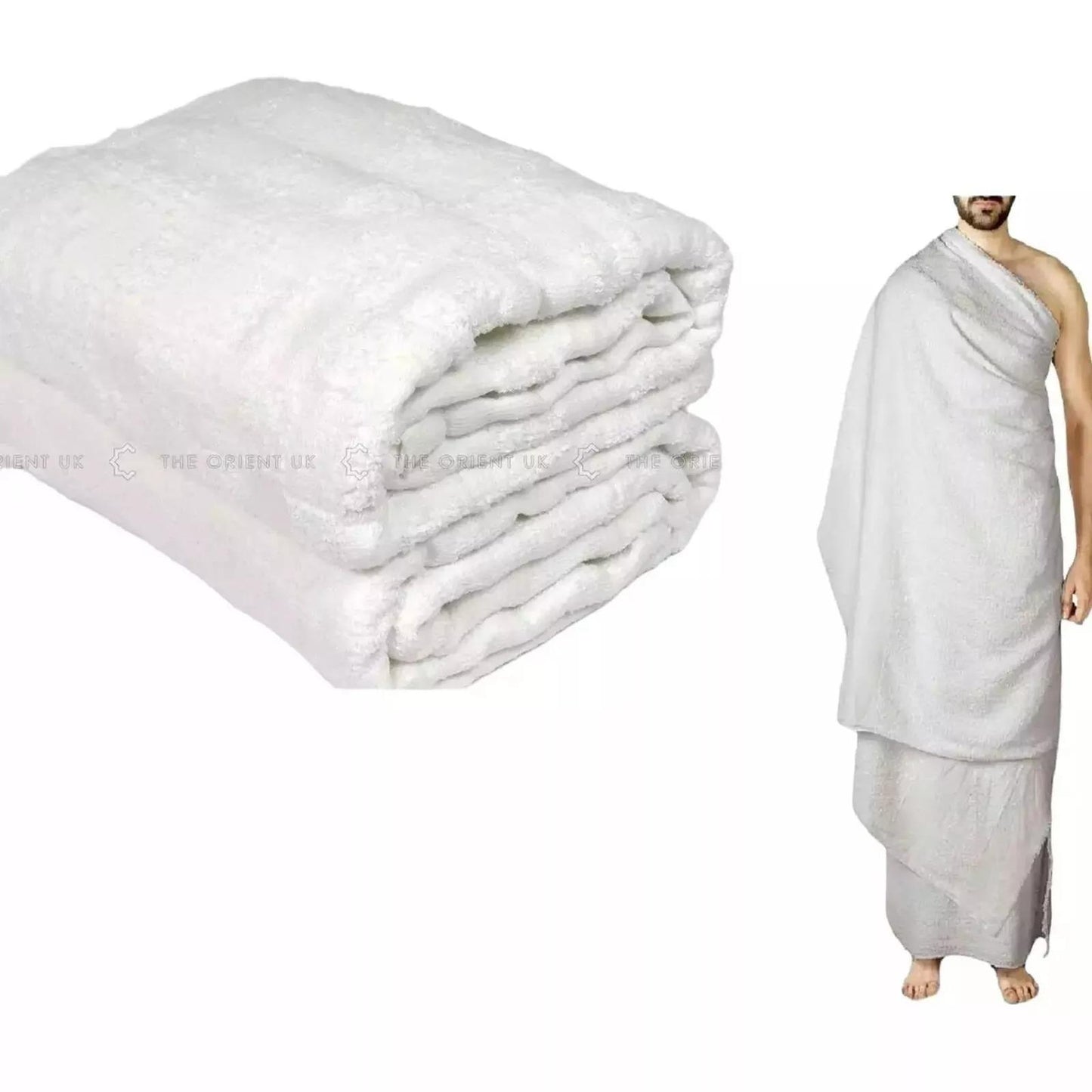 ADULT 100% COTTON IHRAM FOR UMRAH MEN 1200G ADULT WHITE TOWELS HAJJ UMRAH AHRAM 2 PIECE